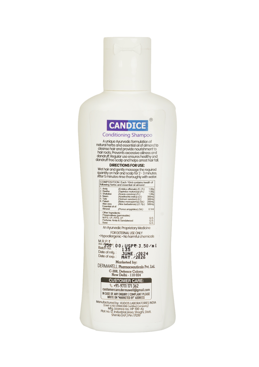 DERMAWELL Crafted By Experts Candice Conditioning Shampoo | Active Protein Complex | Volumising Protective | Stimulant | Protects Hair | For Unisex (Pack Of 1, 100ml)