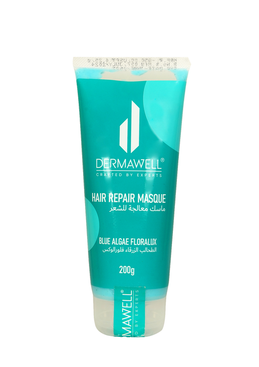 DERMAWELL Crafted By Experts Hair Repair Masque Blue Algae Floralux | Strengths Hair | Reduces Fizzy Ness | Hair Soft And Smooth | For Unisex (Pack Of 1, 200gram)