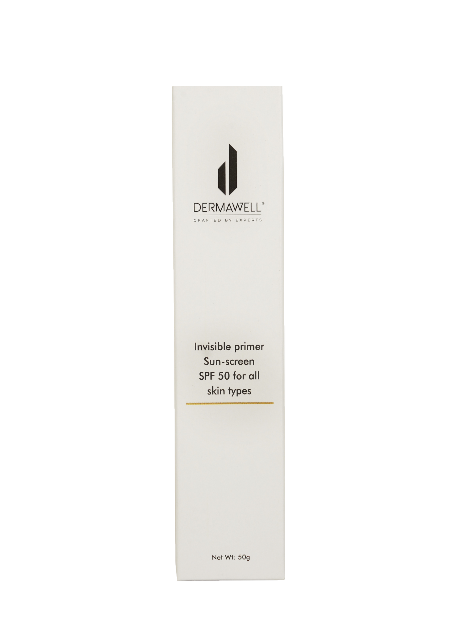 DERMAWELL Crafted By Experts Invisible Primer Sun-screen SPF 50 | B3 FREE | Non - Sticky | Lightweight | Zero White Cast | For All Skin Types (Pack Of 1, 50gram)