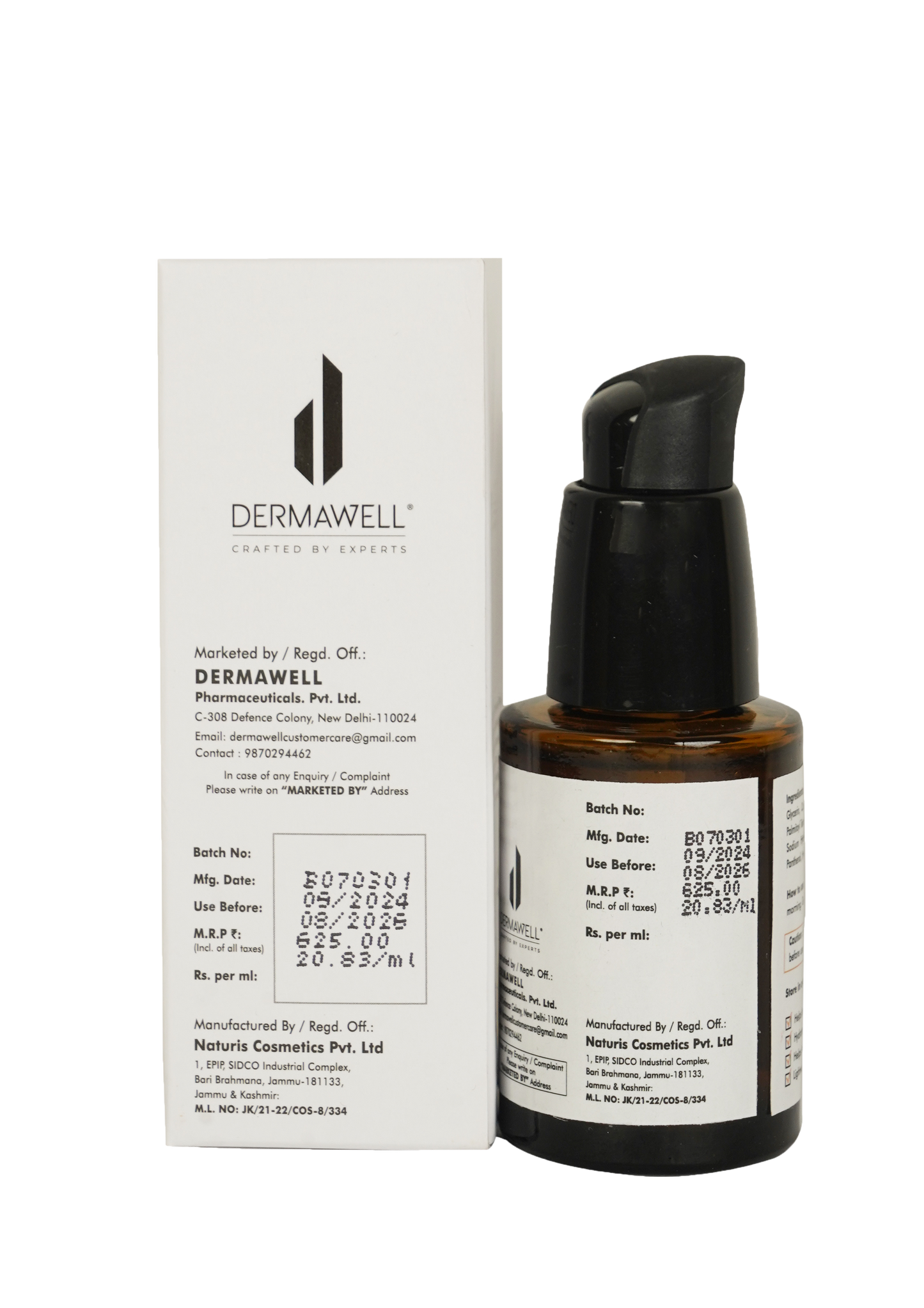 DERMAWELL Crafted By Experts Day Serum With 1% HA Serum & 3% Peptide Complex | Improves Appearance Of fine Lines & Wrinkles | Hydrates & Plumps Skin | For All Skin Type (Pack Of 1, 30ml)