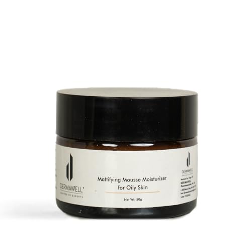 DERMAWELL Crafted By Experts Mattifying Mousse Moisturizer | Oil Free Hydration | Helps Improve Skin Tone | For Oily Skin (Pack Of 1, 50gram)
