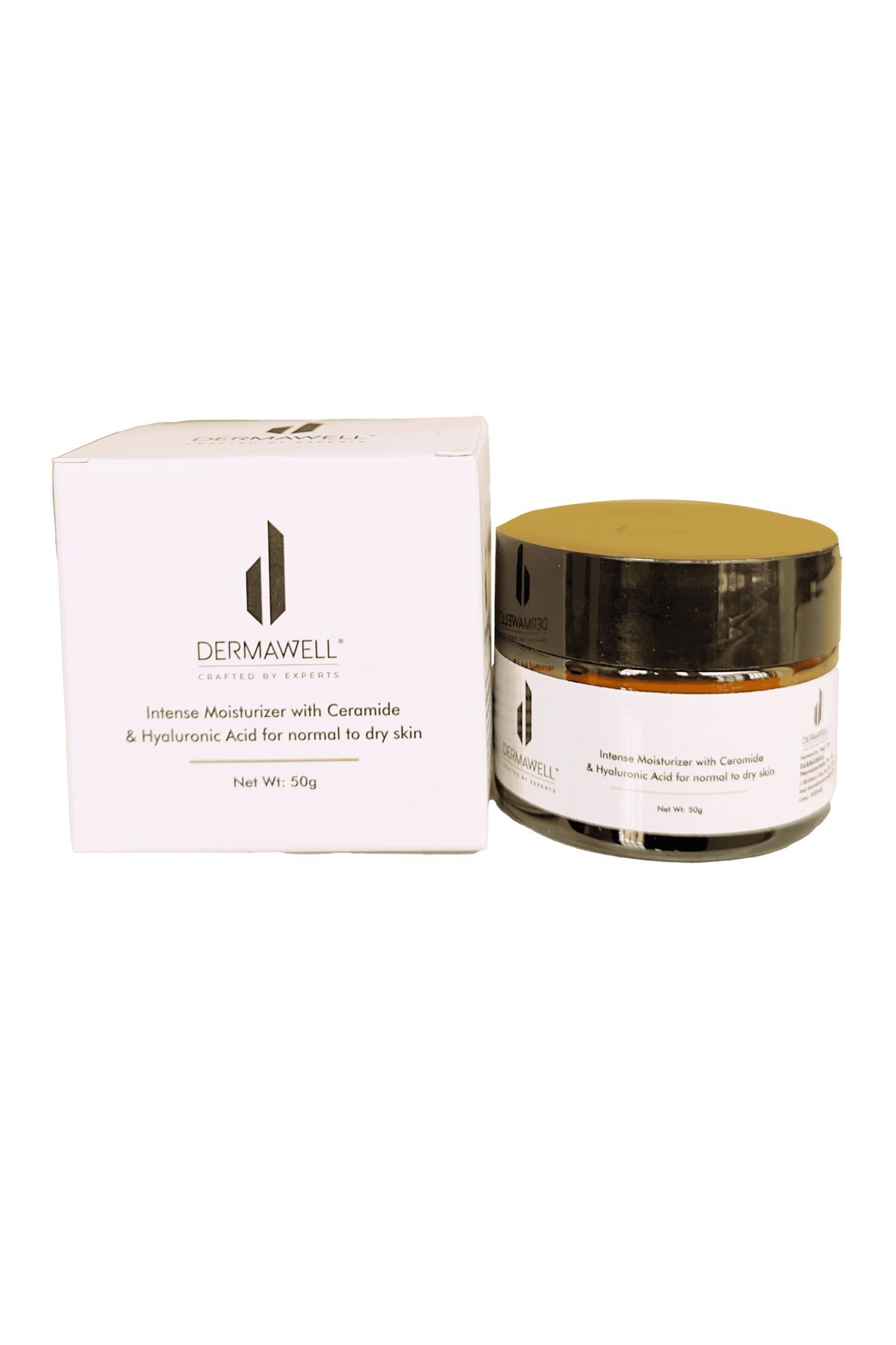 DERMAWELL Crafted By Experts Intense Moisturizer With Ceramide & Hyaluronic Acid | Helps Improve Skin Tone | For Normal To Dry Skin (Pack Of 1, 50gram)