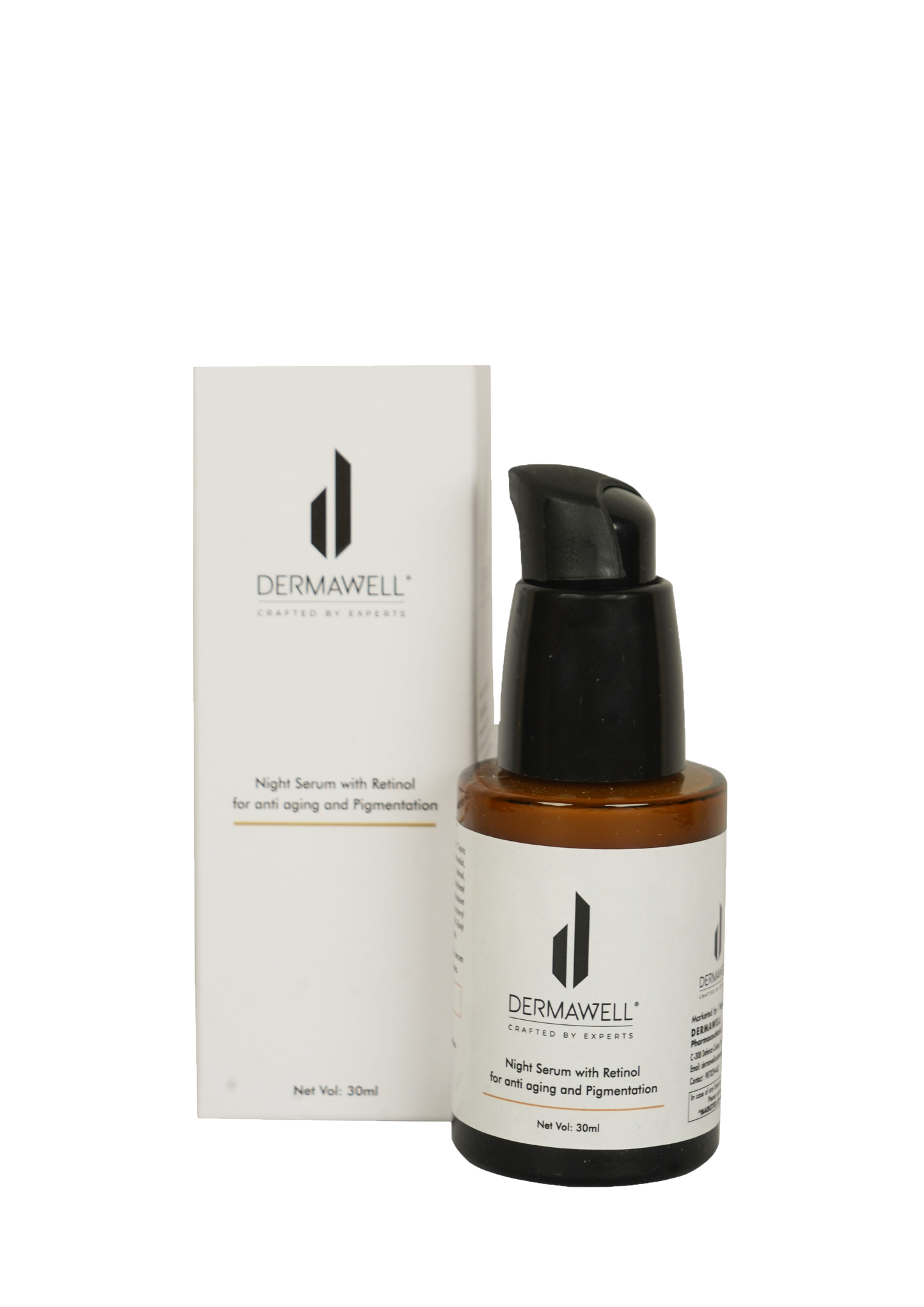 DERMAWELL Crafted By Experts Night Serum With Retinol For Anti Aging And Pigmentation | Helps Improve Skin Tone | For Unisex (Pack Of 1, 30ml)