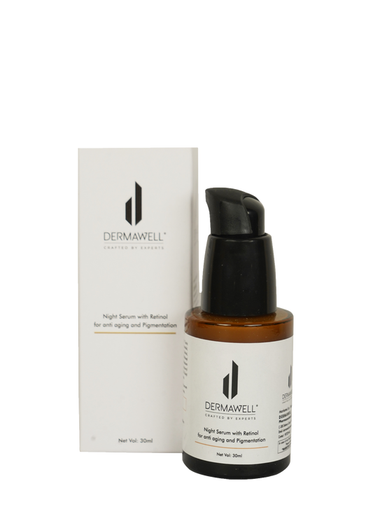 DERMAWELL Crafted By Experts Night Serum With Retinol For Anti Aging And Pigmentation | Helps Improve Skin Tone | For Unisex (Pack Of 1, 30ml)