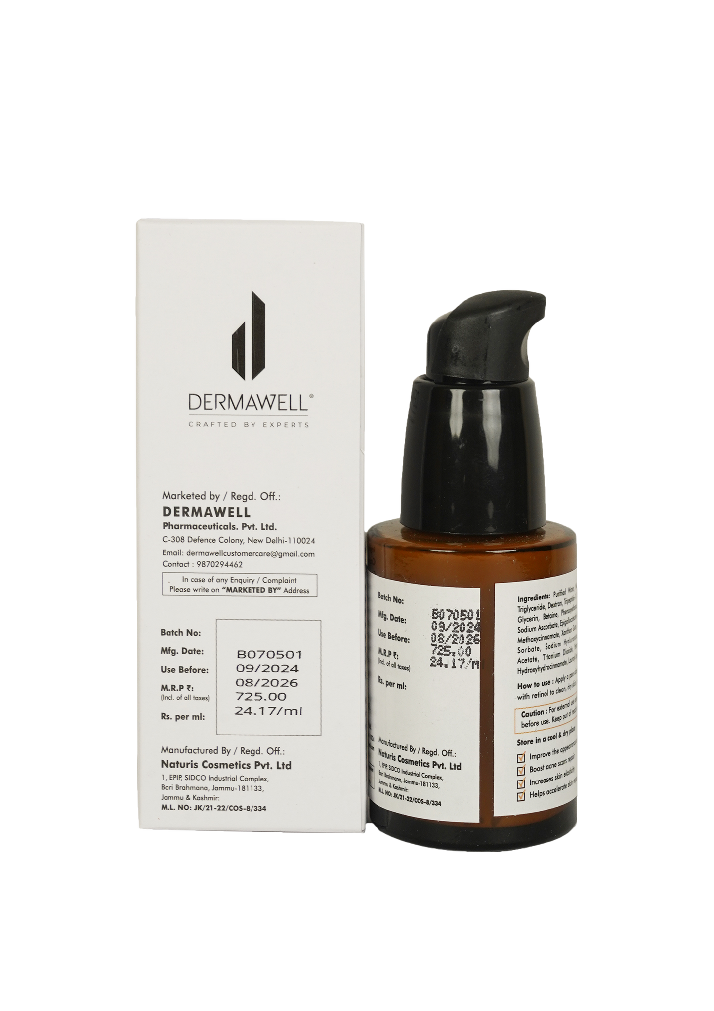 DERMAWELL Crafted By Experts Night Serum With Retinol For Anti Aging And Pigmentation | Helps Improve Skin Tone | For Unisex (Pack Of 1, 30ml)