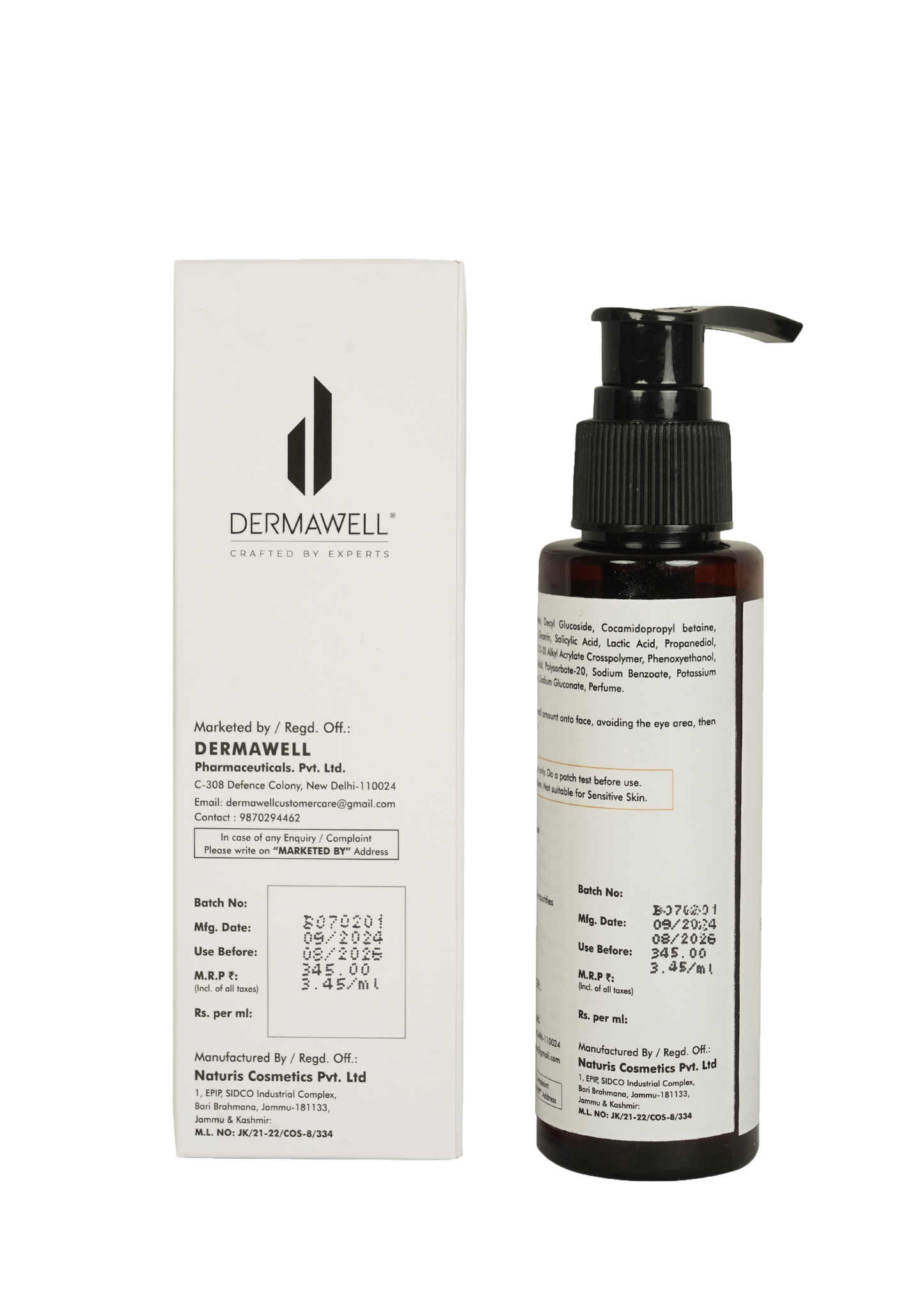 DERMAWELL Crafted By Experts Salicylic Acid + AHA Facewash | Gentle Exfoliation | Helps Reduce Acne | Removes Excess Oil & Impurities | For Oily/Acne - Prone Skin (Pack Of 1, 100ml)